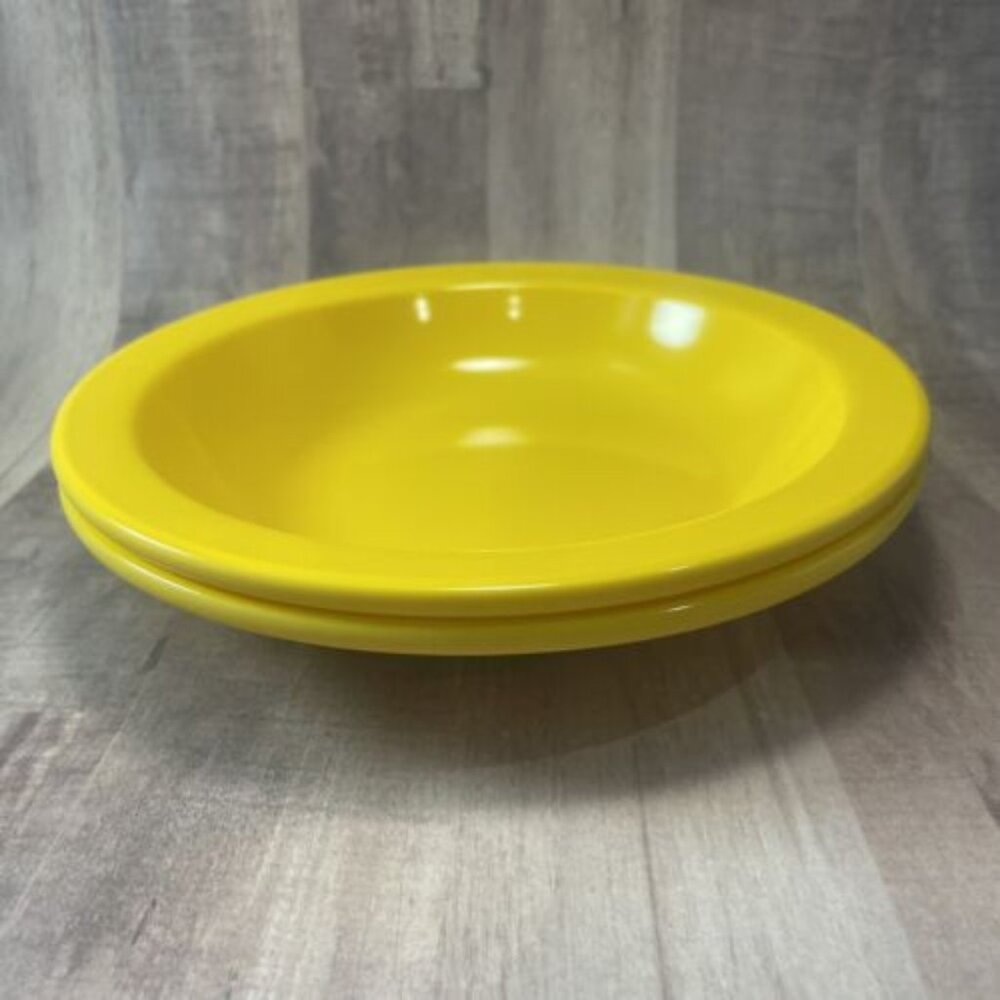 2 - Dallas Ware Yellow Melamine Bowls B-75 Texas USA 7 1/2"  Shallow Bowl